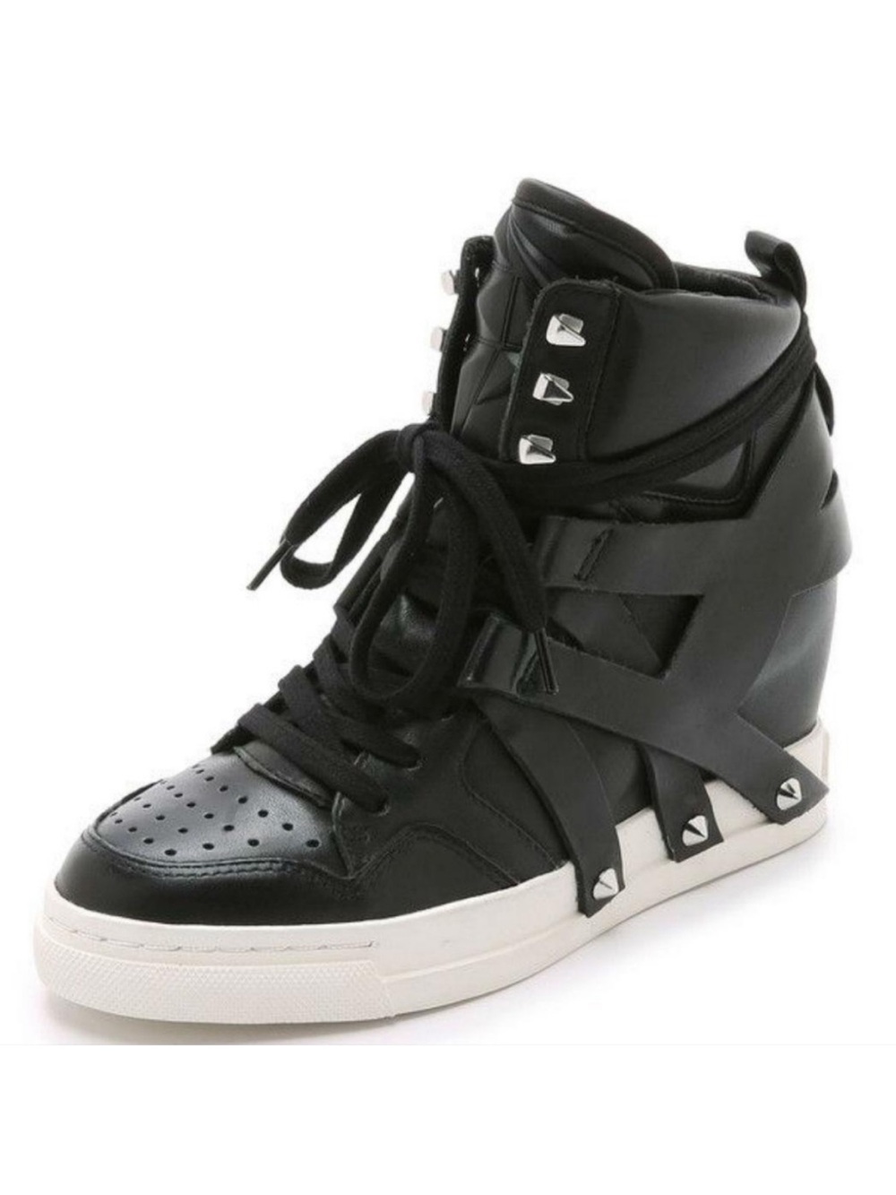 Ash Call Studded Wedge Sneaker Black Sz 5.5 6 US, 36 EU